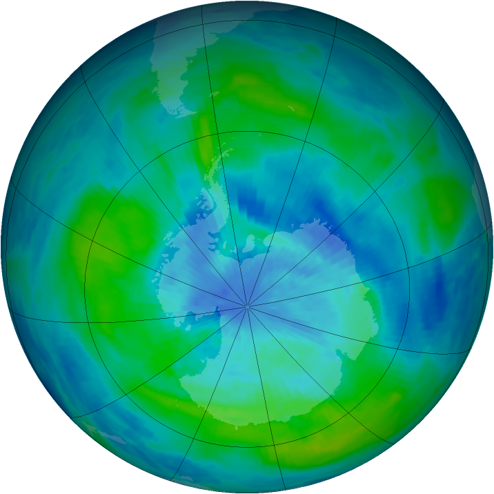 Antarctic ozone map for 16 March 1985